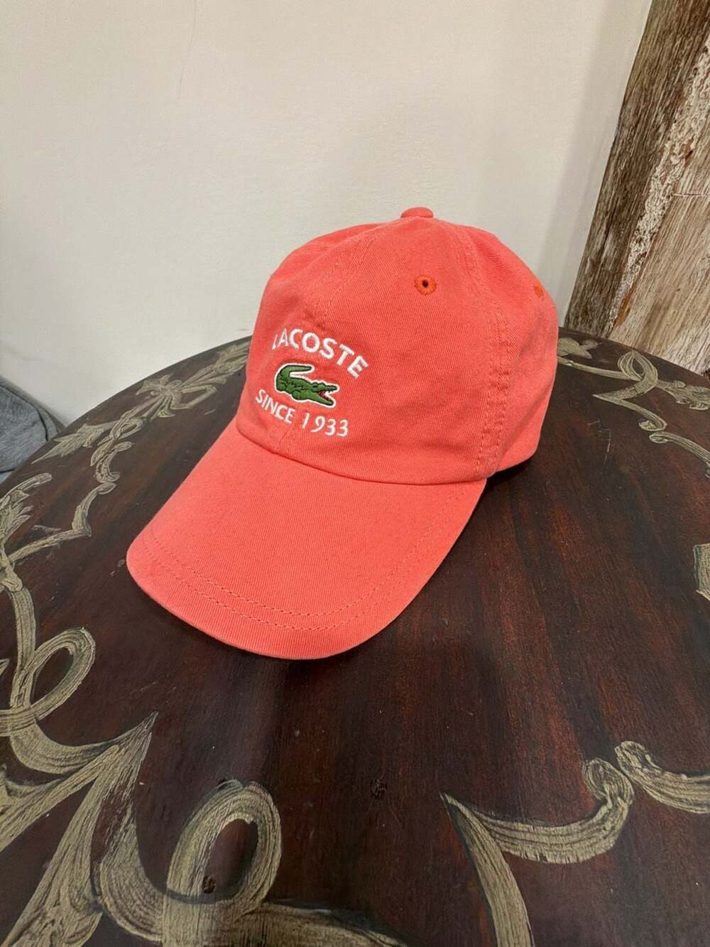 Lacoste Since 1933 Coral Red Adjustable Strapback Cap Hat